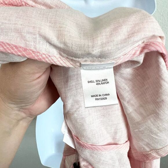 New Lovers + Friends Alona Romper Women’s S Pink Plaid Gingham Linen Blend - Picture 5 of 5